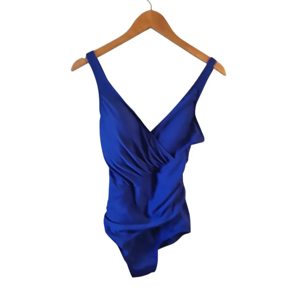 Miraclesuit sz 14D royal blue  Oceanus One Piece swimsuit slimming 10 lbs